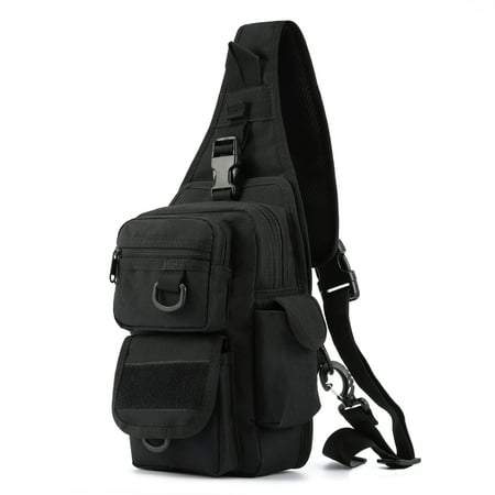 Barbarians Tactical Sling Bag Pack with Pistol Holster, Military Shoulder Bag Satchel, Range Bag Daypack