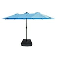 thumbnail image 7 of 15x9ft Large Double-Sided Rectangular Outdoor Twin Patio Market Umbrella with light and base- blue, 7 of 7