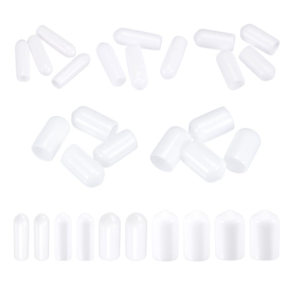 Uxcell Round End Caps Rubber Cover 50pcs 1/8" 3/16" 1/4" 5/16" 3/8" White Screw Protector for Screw Bolt Pipe