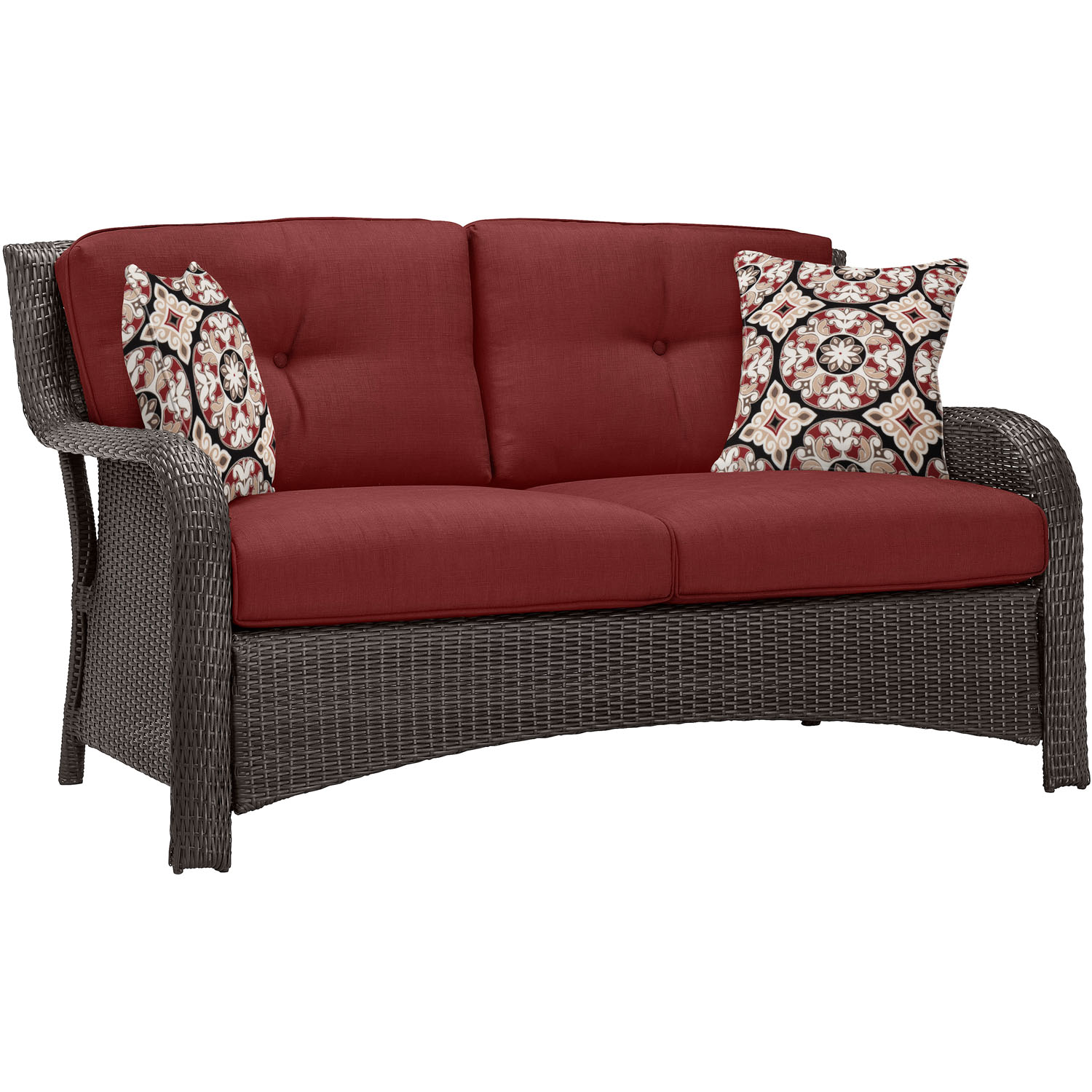 Hanover Strathmere 4-Piece Wicker and Steel Outdoor Conversation Set, Crimson Red - image 5 of 12