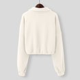 thumbnail image 5 of KHONTS Women's Full Zip Short Jacket Warm Winter Long Sleeve Stand Collar Sherpa Crop Coat Beige XL, 5 of 7