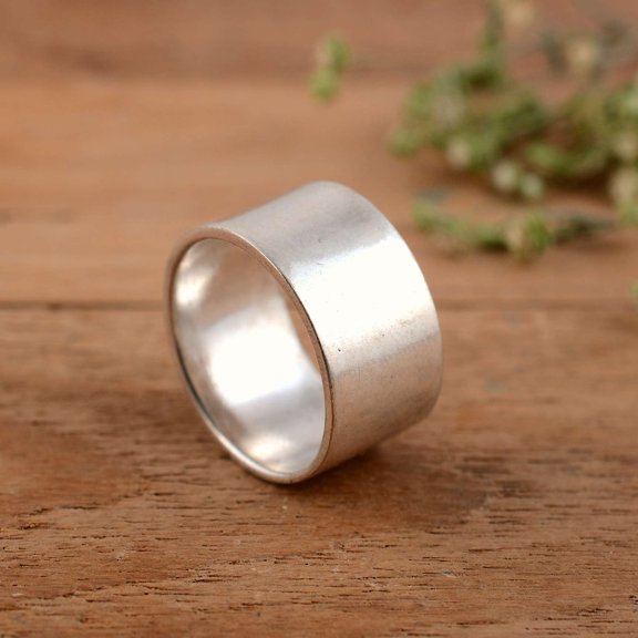 925 Silver Ring Band, Handmade Flat Silver Band Ring, Sterling Silver Plain Ring