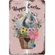 thumbnail image 1 of Letreros de metal vintage con diseño de conejo de Pascua, flores y huevos de Pascua, decoración para el hogar, letrero de hojalata de metal de 12 x 8 pulgadas, 1 of 7