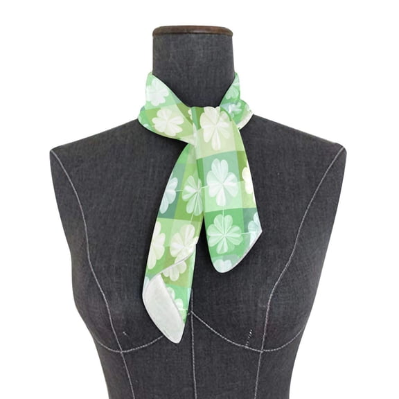 Square Scarf 24x24 Inch Diamond-shaped Four-leaf Clover Silky Satin Sun Protection Neck Scarf for Women Multi-Purpose Head Wrap Bandana for Hair Bag Decoration