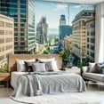 thumbnail image 2 of Prxcm Canvas Wall Mural Peel and Stick Large Wallpaper Downtown City view Wall Art Decor for Living Room Bathroom Self Adhesive and Removable 100in x 144in, 2 of 2