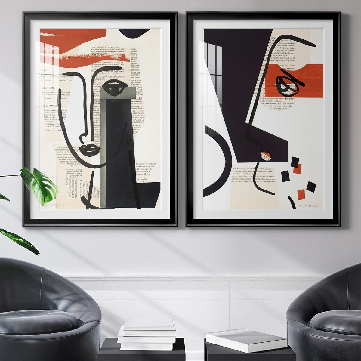 Wexford Home Faces of A Century V Premium Framed Print, 22.5" x 30.5" - Ready to Hang, Black (Set of 2)
