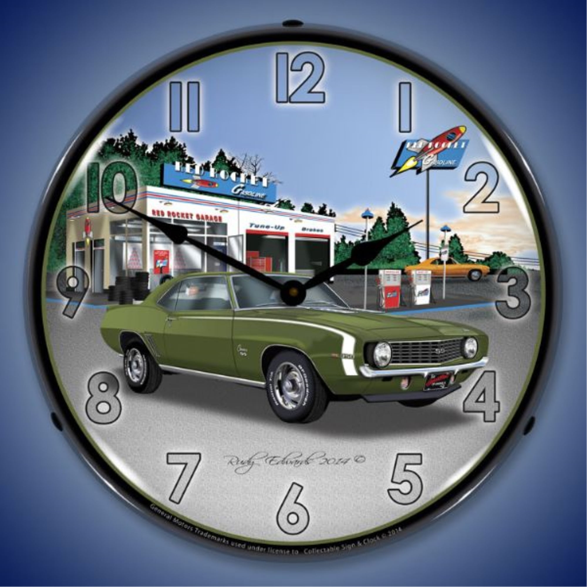 Licensed 1969 Z28 Silver Muscle Car General Motors Retro Vintage Sign Wall Clock 
