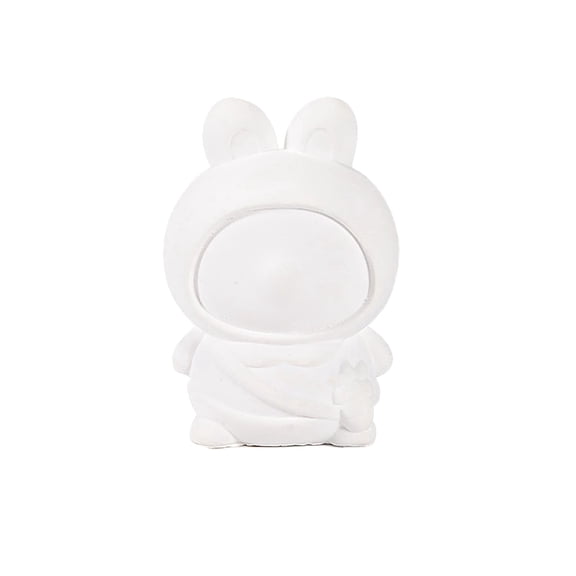 Arts & Crafts DIY Figurines Set for Toddlers – Unpainted Ceramic Bunny Dolls Painting Kit with Pigments 2 Brushes and Mixing Plate for Pretend Play