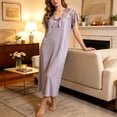 thumbnail image 4 of Bovxnpu Womens Nightgown Sleepshirt Pajama Dress Lace Ribbed Nightgown for Women Casual Elegant Home Sleepwear, 4 of 5