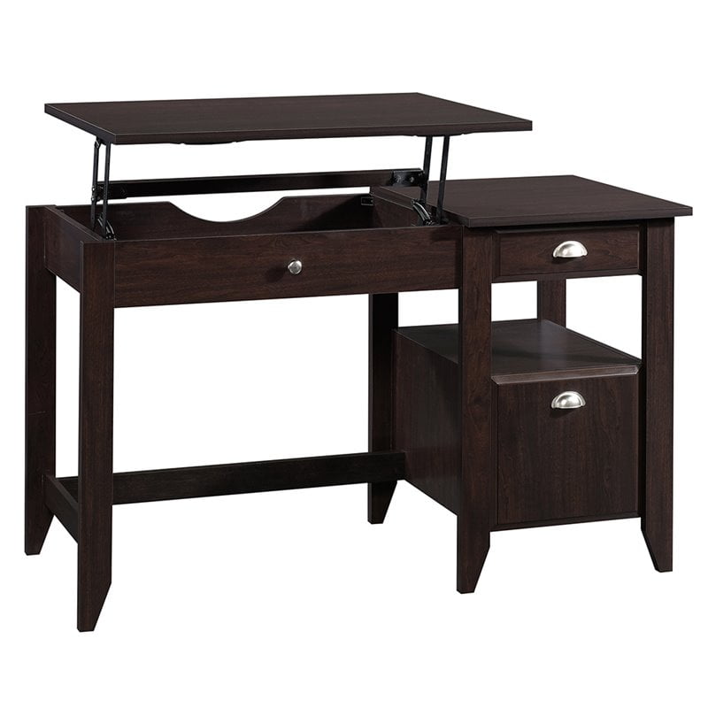 Sauder Shoal Creek Sit And Stand Lift Top Desk Jamocha Wood