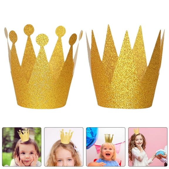 HONMEET Golden Paper Crowns for Birthday Parties and Celebrations, 12 Pieces Party Hats for Kids and Adults