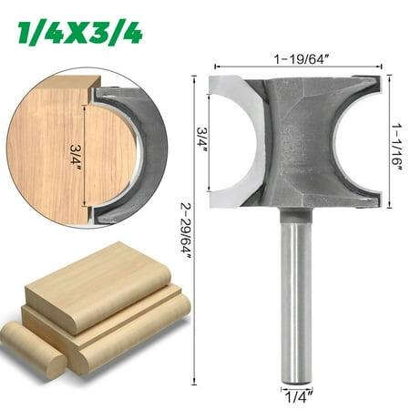 

Goodhd 6.35mm Shank Router Bit Half Round Side Engraving Woodworking Milling Cutter
