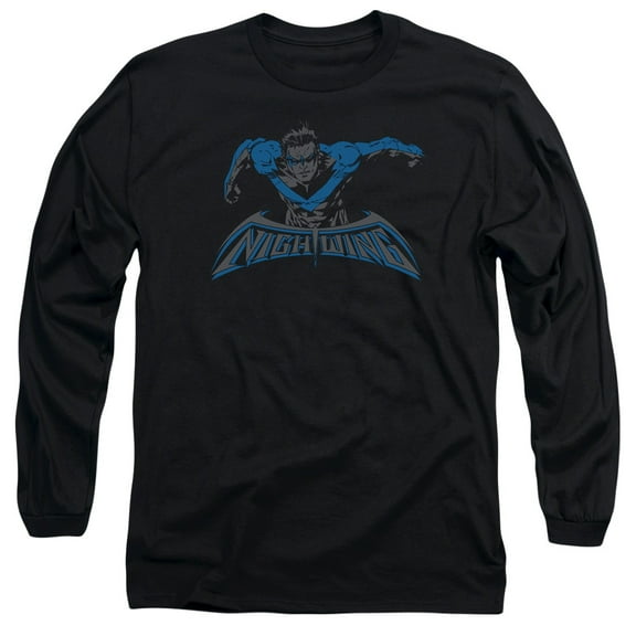 Batman Wing Of The Night Long Sleeve Adult 18/1 T-Shirt Black
