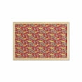 thumbnail image 1 of Floral Wall Art with Frame, Folk Art Style Ethnic Petals Pattern of Forest Blooms Paisley Persian, Printed Fabric Poster for Bathroom Living Room, 35" x 23", Ruby Mustard Mint Green, by Ambesonne, 1 of 2