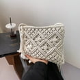 thumbnail image 6 of Women Crochet Shoulder Bag, Knitting Handmade Weaving Handbag, Simple Hollow Beach Bag,White, 6 of 7
