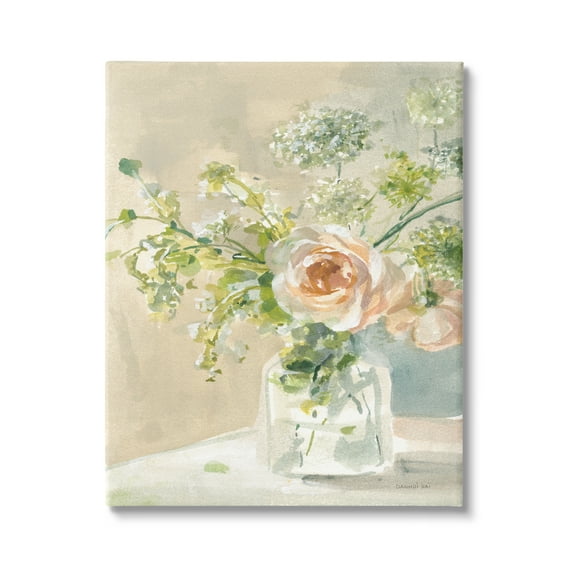 Stupell Industries Rose Bouquet Painting Botanical & Floral Painting Gallery Wrapped Canvas Art Print Wall Art, 16 x 20