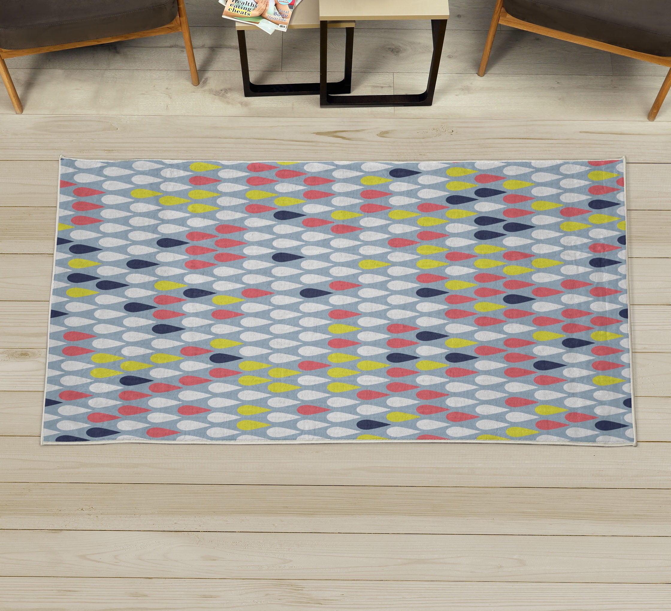 Nature Decorative Rug, Repeated Minimalist Rain Drops Splashes Tears of ...