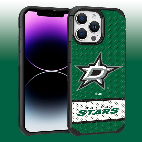 Apple iPhone 14 Pro Max (6.7) - NHL Licensed Dallas Stars Team Logo on Jersey Textured Dual Layer Case