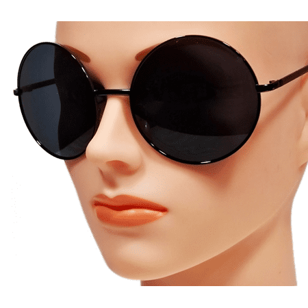 Cp Retro Vintage Oversized Round Black Metal Frame Hippie Women Large Big Sunglasses