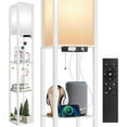 thumbnail image 1 of Floor Lamp with Shelves LED Modern Shelf Floor Lamp with USB Ports Power Outlet Color Temperature Storage Display Wood Column Standing Tall Lamp for Living Room Bedroom Off, 1 of 8