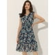 thumbnail image 2 of Vestido de Volantes Fruncidos con Cuello En V y Mangas con Volantes Allegra K Azul Oscuro S, 2 of 5