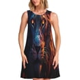 thumbnail image 1 of Balery Forest Cool Lion Vestidos de verano para mujer con estampado: vestido holgado sin mangas, vestido playero informal y cómodo para días calurosos., 1 of 7