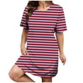 thumbnail image 2 of UPPADA Robe T-Shirt d'Été Décontractée pour Femme Grande Taille Sans Manches Évasée avec Poches Col Ras du Cou Plissée Robe Débardeur Coupe Ample Boho Plage Robes d'Été Rouge,TTTTG, 2 of 7
