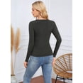 thumbnail image 6 of Women'S Ribbed Deep V-Neck Wrap Style Long Sleeve T-Shirt Casual Basic Stretch Top Gray M, 6 of 7