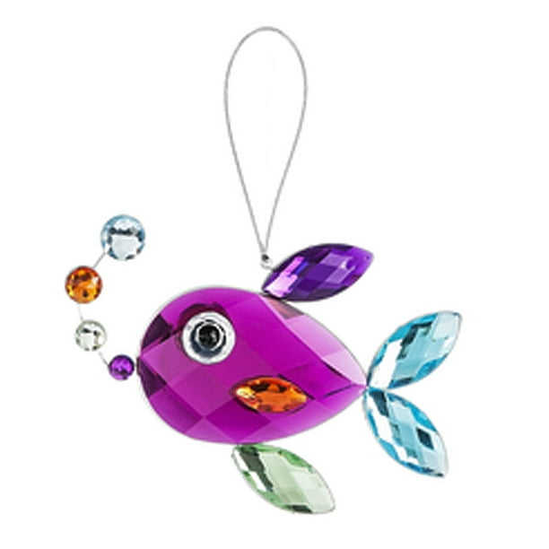 Crystal Expressions Dark Pink Fish Sea Life Ornament - By Ganz