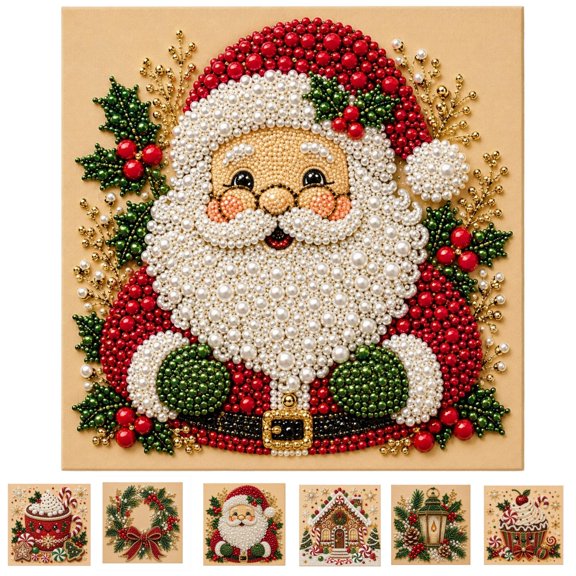 Christmas Pearl Art Kits for Adults Pearl Diamond Art Diy Kits DIY Pearl Painting Kit for Beginners,7.87x7.87 Inch Gemstone Diamond Dots Beads Handmade Hanging Painting Kit for Home Wall Decor