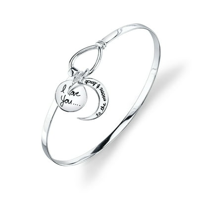 Buy Little Luxuries Sterling Silver I Love You To The Moon And Back Bangle Bracelet Online In Netherlands