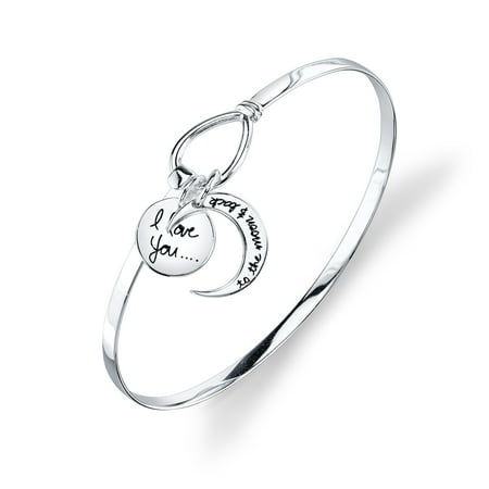 Little Luxuries Little Luxuries Sterling Silver I Love You To The Moon And Back Bangle Bracelet Walmart Com Walmart Com