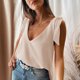 thumbnail image 2 of Blusa sin mangas para mujer, informal, con tirantes y cuello en V, sin espalda, holgada, para fiesta, compras diarias, 2 of 6