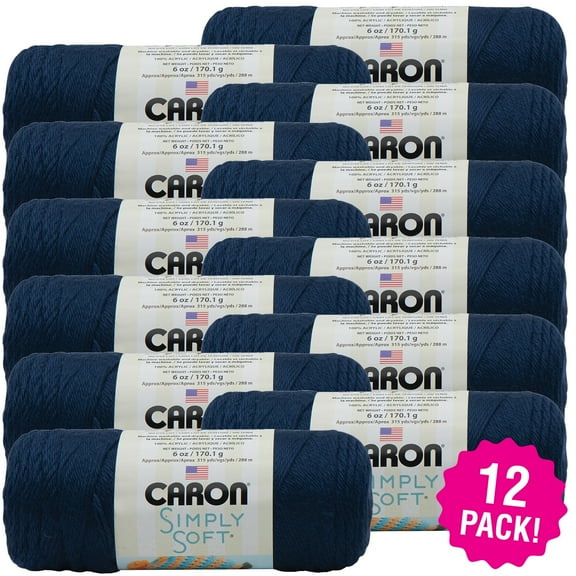 Caron Simply Soft Solids Yarn - Dark Country Blue, Multipack of 12