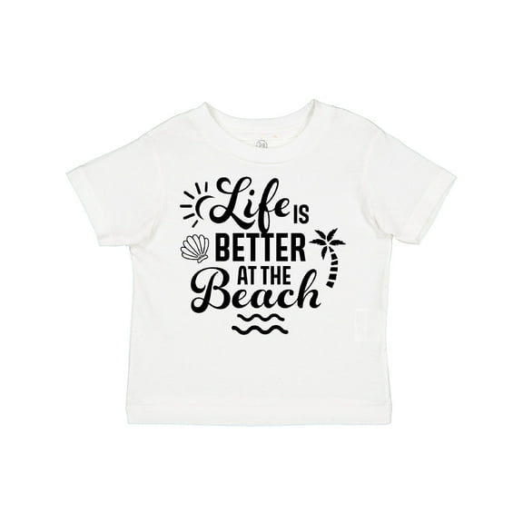 Inktastic Life is Better at The Beach with Sunshine Seashell and Palm Trees Boys or Girls Toddler T-Shirt