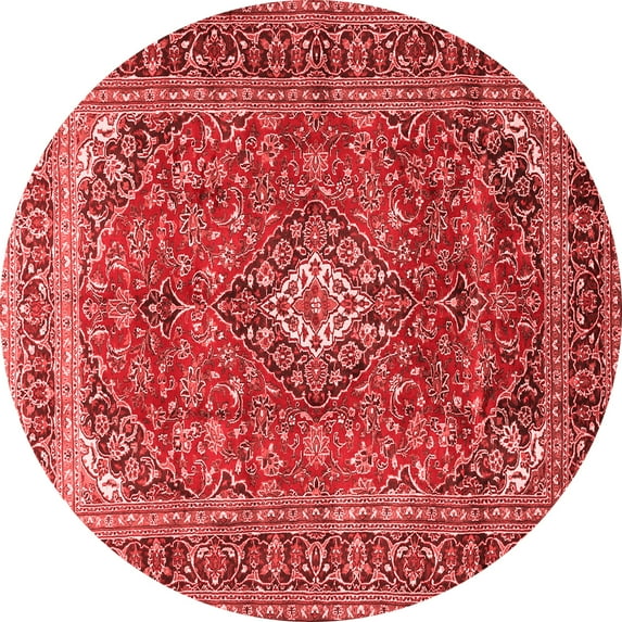 Ahgly Company Indoor Round Medallion Red Traditional Area Rugs, 5' Round