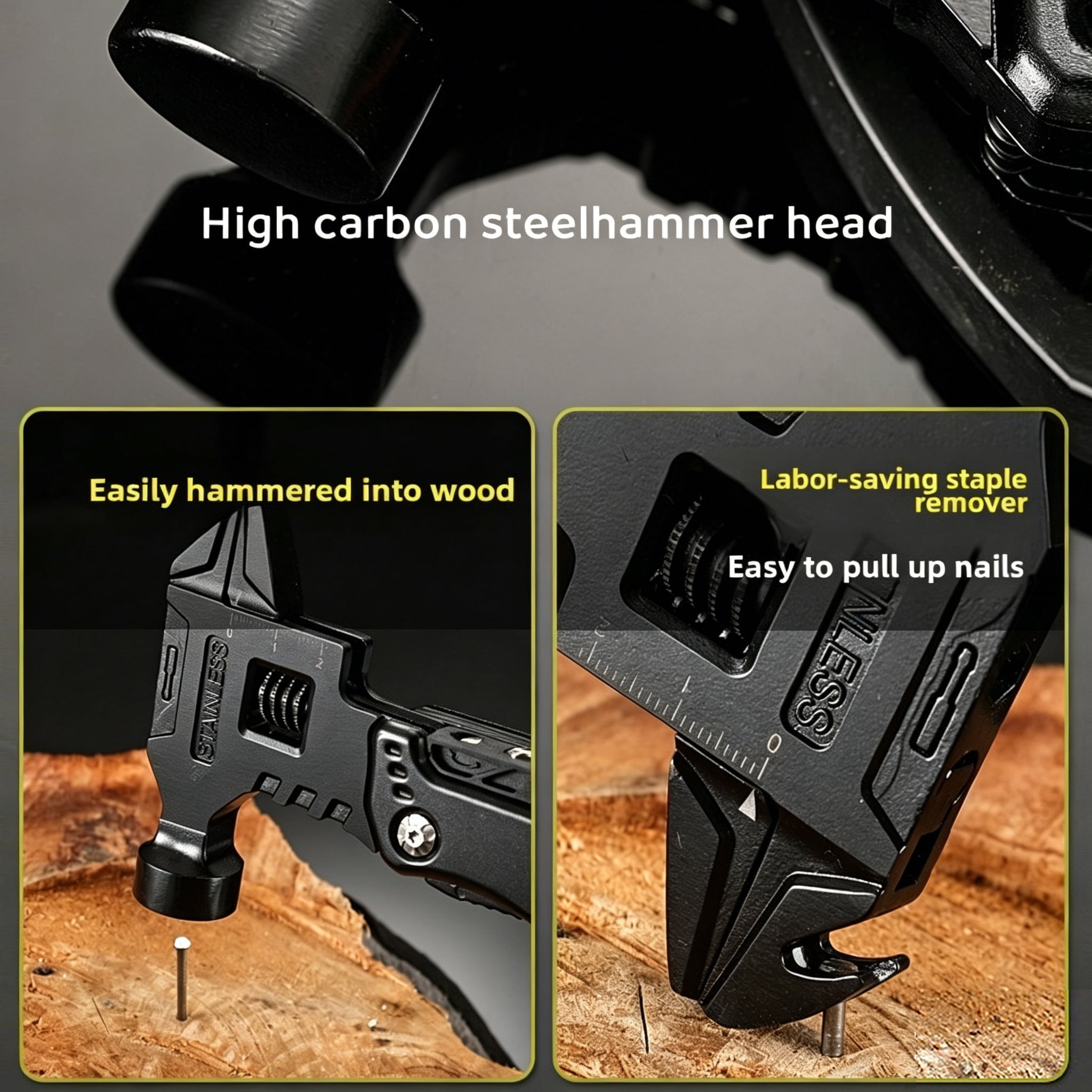 NomiLife 16-in-1 Multitool Hammer All-in-One Portable Utility Tool for Camping Home Outdoor Repair