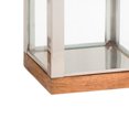 thumbnail image 4 of Benzara BM205197 Wood & Metal Lantern with Glass Panel Inserts, Brown & Clear - Small, 4 of 5