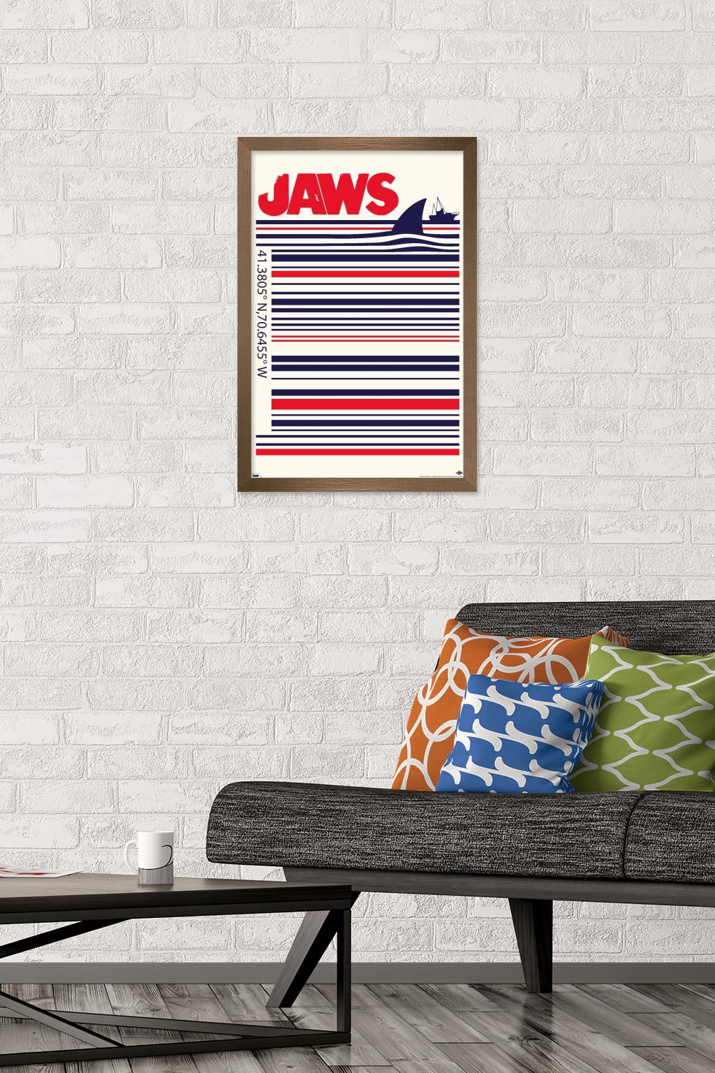 Jaws - Barcode Wall Poster, 14.725" x 22.375", Framed