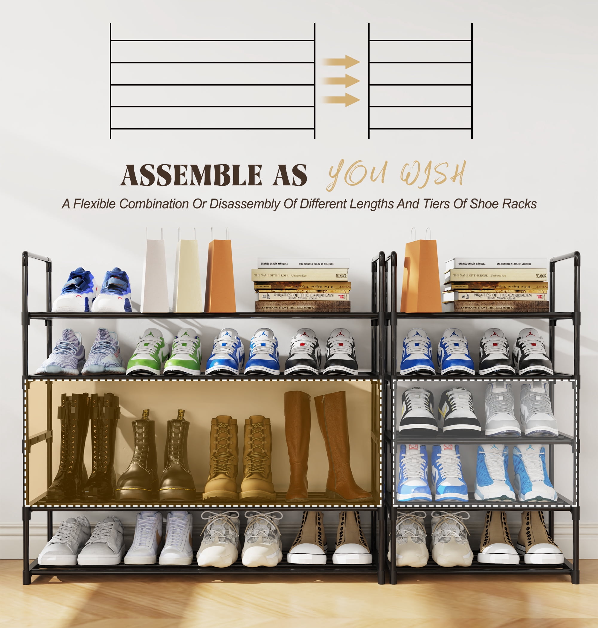 Riousery 5-Tiers Shoe Rack Shoe Storage Organizer for Entryway Closet, 35.5 Inch Length Stackable Shoe Shelf Hold up to 25-30 Pairs Shoes