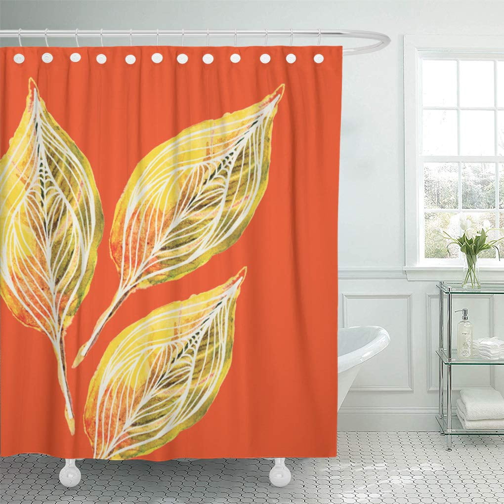 SUTTOM Terracotta Autumn Inspired Earthy Livingroom Gold Shower Curtain