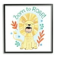 thumbnail image 2 of Stupell Industries Born To Roar Saying Yellow Lion Simple Botanicals Paintings Gray Framed Art Print Wall Art, 24x24, by Heather Strianese, 2 of 5