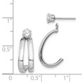 thumbnail image 3 of 14k White Gold Post Polished With Cubic Zirconia Stud Earrings Jackets 18x9mm Wide 2mm Thick Earring Jacket for Women, 3 of 3
