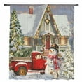 thumbnail image 2 of Christmas Semi Sheer Curtains Drapes for Living Room,Bedroom,French Doors Window 63 Inches Long,Farmhouse Xmas Snowman Tree Truck Snowflake Rod Pocket Chiffon Curtain Drapery Voile Draperies Panel, 2 of 6