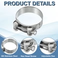 thumbnail image 3 of Uxcell 4Pcs 60-63mm T-Bolt Hose Clamp Intercooler Pipe Clip for 2.36"-2.48" Pipe, 3 of 6