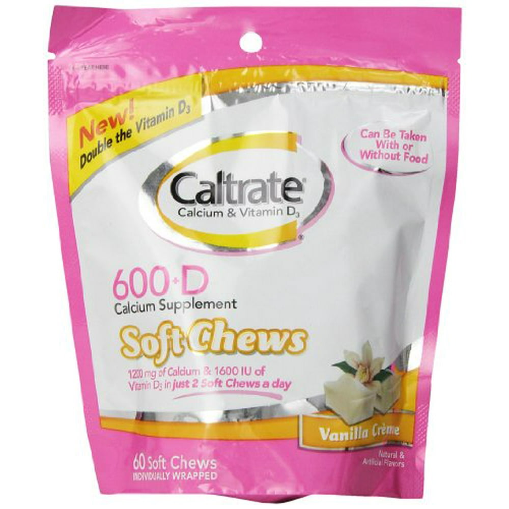 5 Pack Caltrate Calcium Vitamin D Soft Chews Vanilla Creme 60 Each