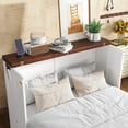 thumbnail image 6 of Murphy Bed Cabinet Full with Storage Drawer and Charging Station, USB Port, Solid Pine Murphy Bedframe for Home Office, Studio or Guest Room, White-walnut, 6 of 9