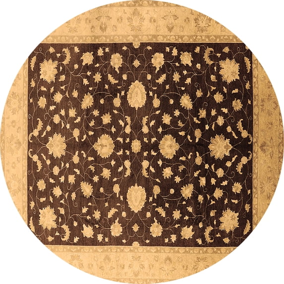 Ahgly Company Indoor Round Oriental Brown Traditional Area Rugs, 8' Round
