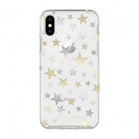 kate spade new york Protective Hardshell Case - Back cover for cell phone - silver, gold, stars clear - for Apple iPhone
