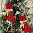 thumbnail image 5 of Knitted Christmas Stockings, Holiday Stocking Decor, Personalized Large Christmas Stocking with Pockets and Hanging Loop, Soft Thick Cotton Fabric in Red Green White, 15.8x7.8 Inch, 5 of 8